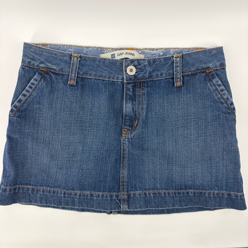 Gap Jeans Womens 8 Blue Denim Mini 12" Skirt Low Rise Y2K